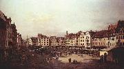 Bernardo Bellotto Ansicht von Dresden, Der Altmarkt von der Seegasse aus oil on canvas